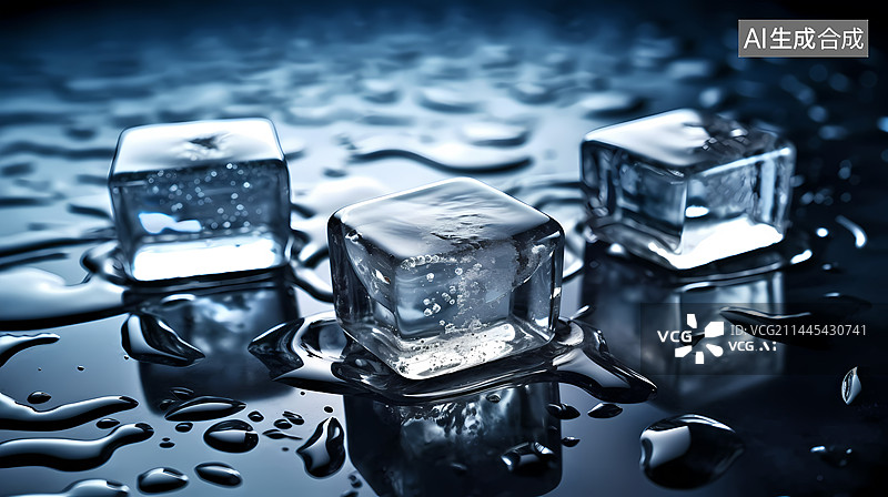 【AI数字艺术】晶莹剔透的冰块图片素材