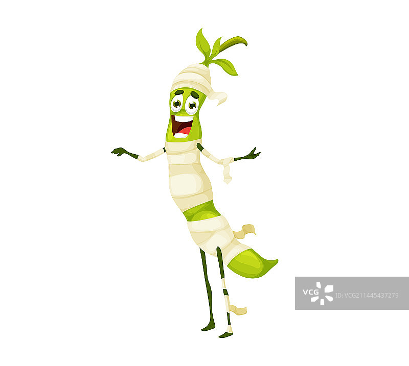 卡通万圣节萝卜木乃伊趣味角色图片素材