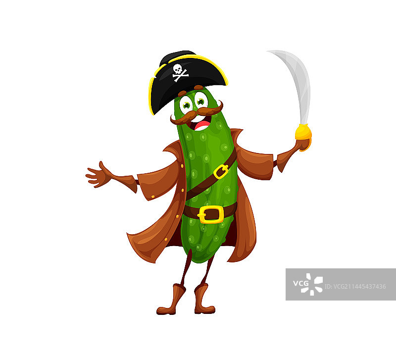 卡通万圣节海盗黄瓜趣味角色图片素材