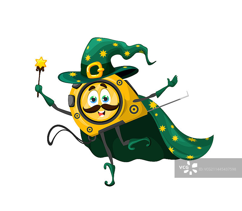 卡通万圣节卷尺巫师角色图片素材