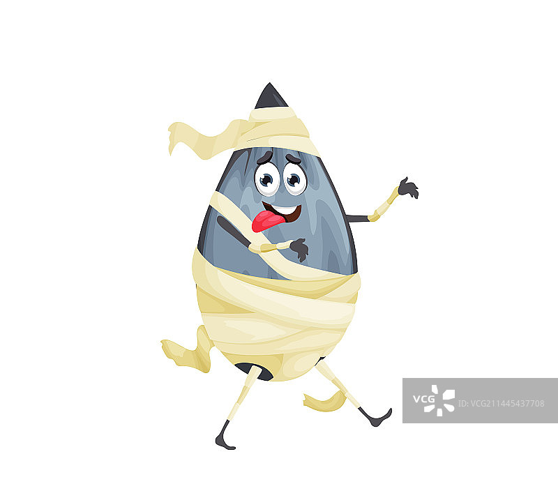 卡通万圣节葵花籽木乃伊角色图片素材