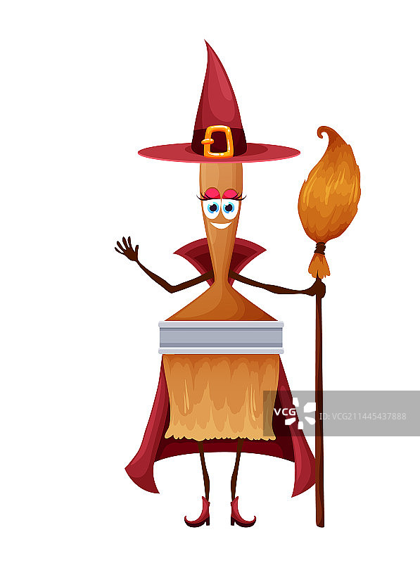 卡通万圣节油漆刷女巫与扫帚图片素材