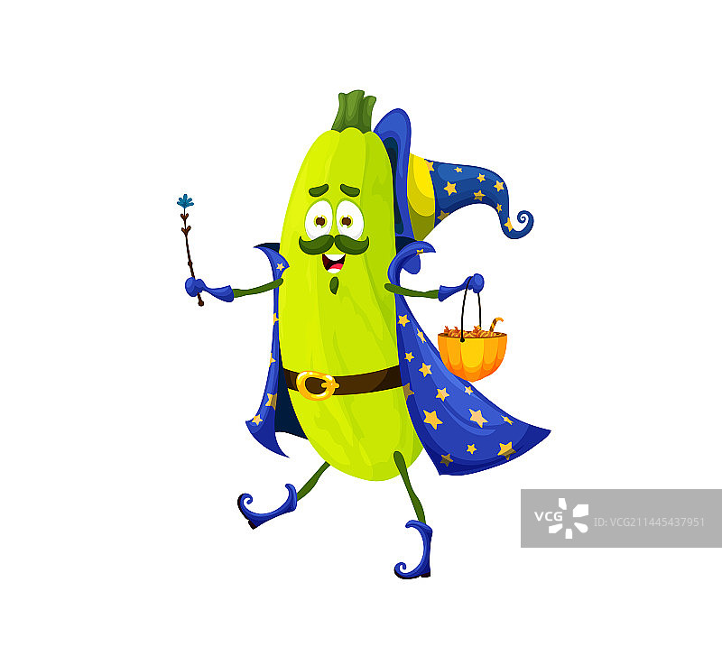 卡通万圣节西葫芦巫师蔬菜角色图片素材