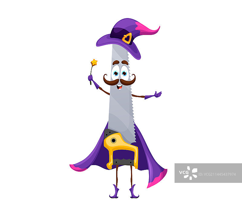 卡通万圣节锯子工具巫师滑稽角色图片素材