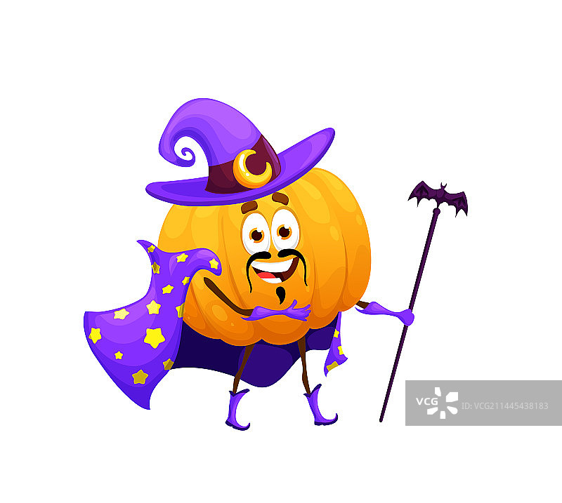 卡通万圣节南瓜巫师蔬菜图片素材