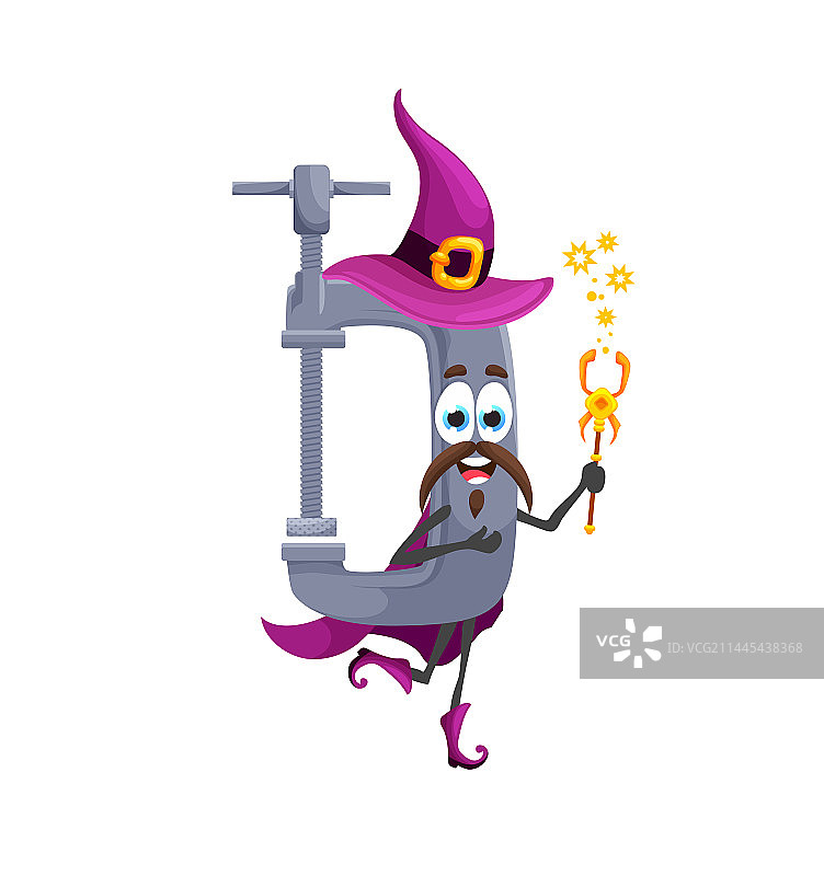 卡通万圣节夹钳工具巫师角色图片素材