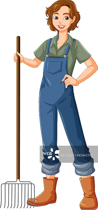 手持耙子的女园丁图片素材