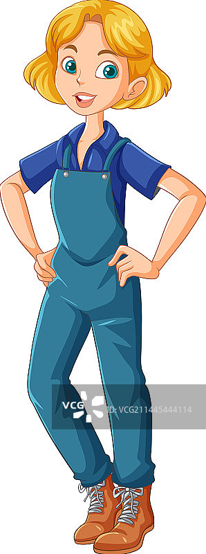 年轻女农民卡通人物图片素材