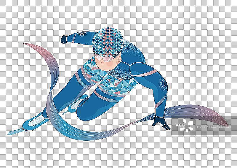 冬天速滑滑冰运动矢量插画图片素材