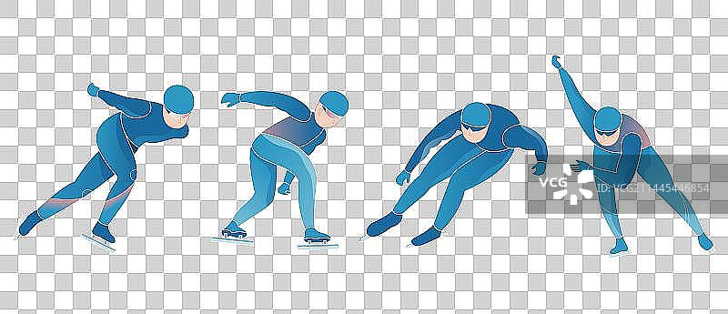 冬天速滑滑冰运动矢量插画图片素材