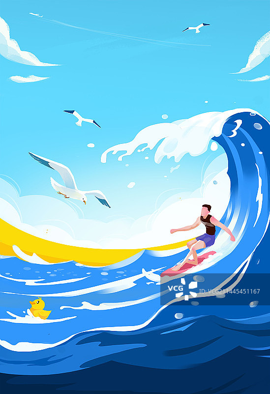 夏日海边冲浪度假暑假图片素材