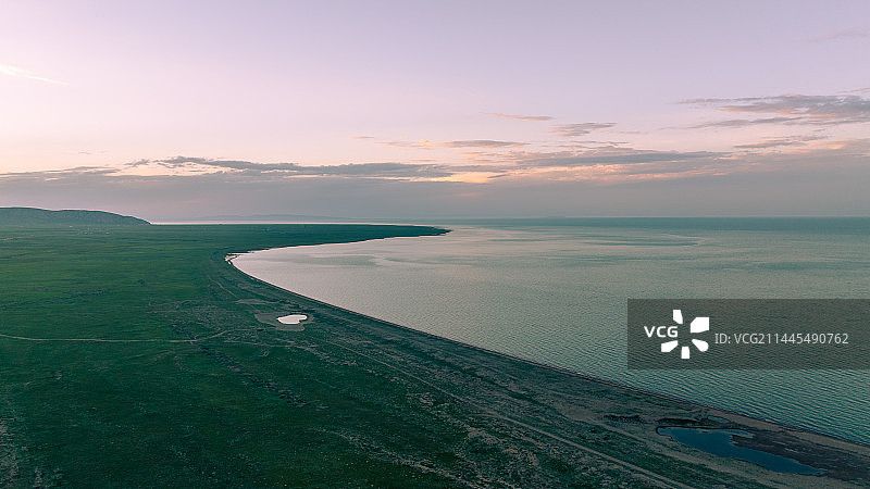 青海湖黑马河日落图片素材