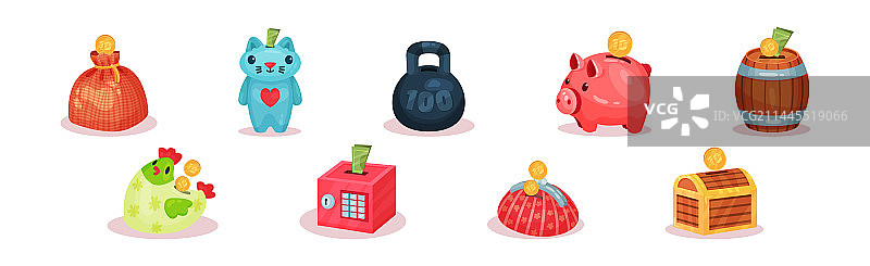 不同类型的储蓄罐图片素材