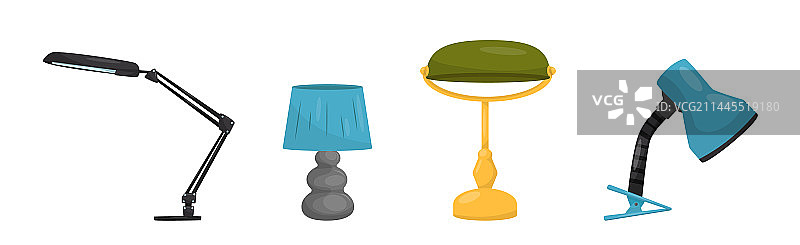 不同的台灯和灯光家居内饰图片素材