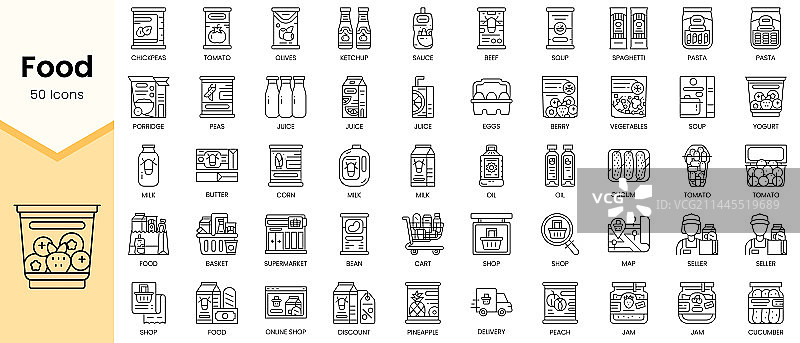 简约线性风格食物图标集图片素材
