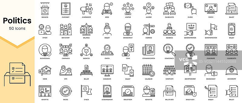 政治图标线性轮廓图片素材
