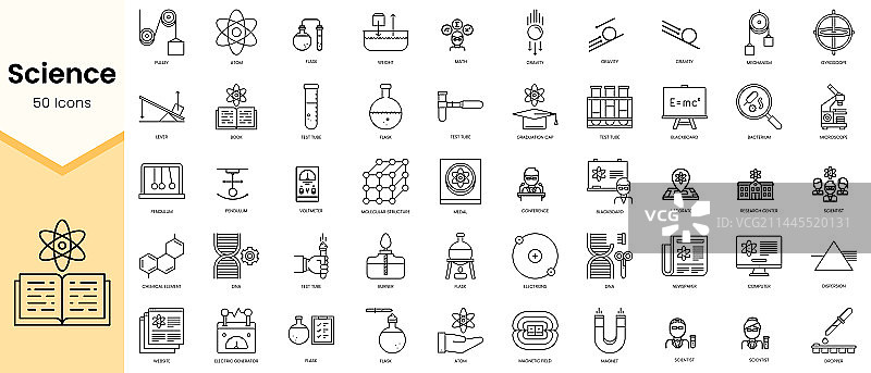 线性风格的科学图标简约轮廓合集图片素材