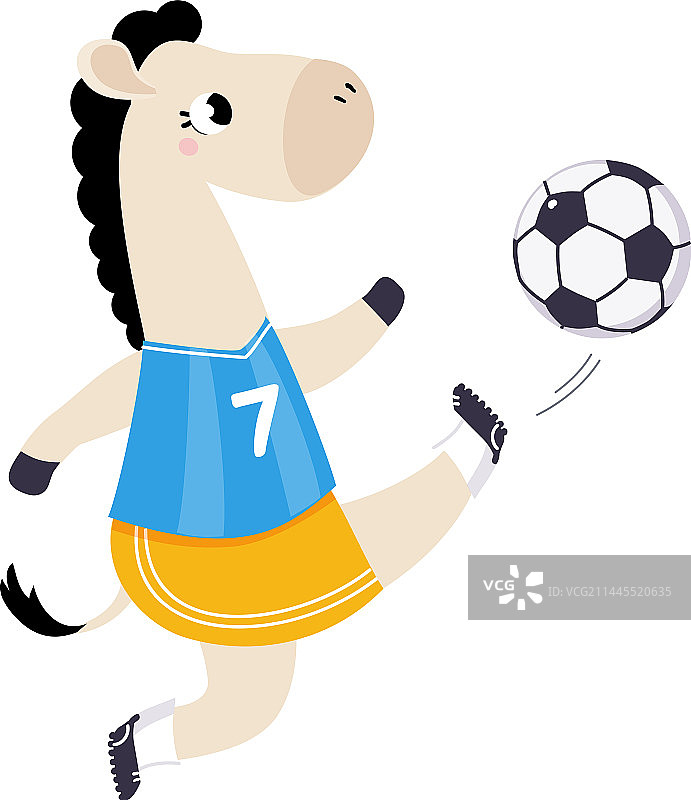 踢足球的趣味卡通马图片素材