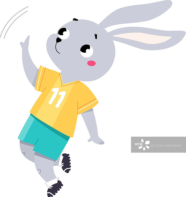 踢足球的有趣兔子动物角色图片素材