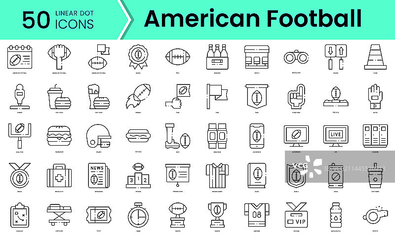 美式橄榄球图标线条艺术风格图片素材