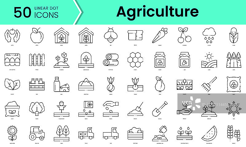 农业图标线条艺术风格合集图片素材