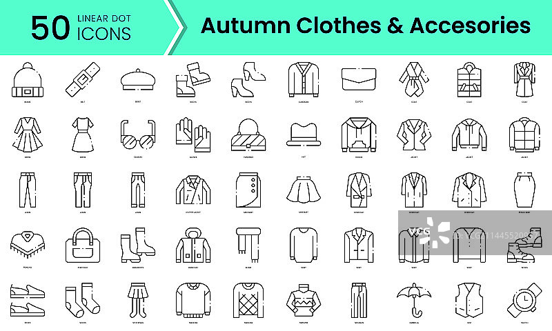 秋季服装配饰线条图标集图片素材
