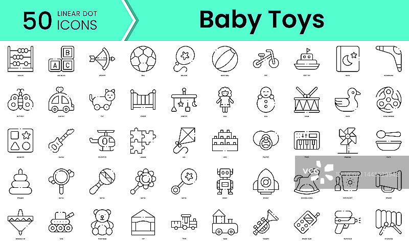 婴儿玩具图标线条艺术风格图标合集图片素材