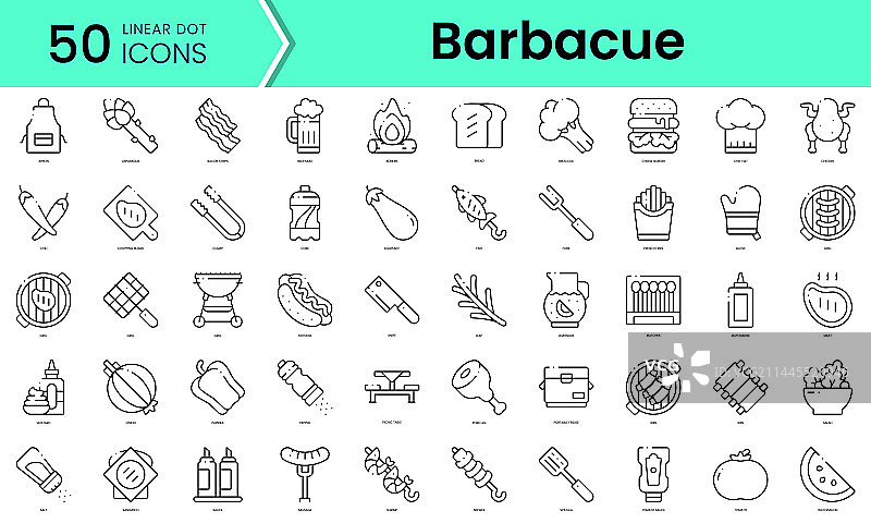烧烤图标线条艺术风格图标合集图片素材