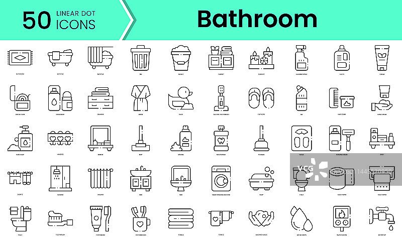 浴室图标线条艺术风格图标合集图片素材