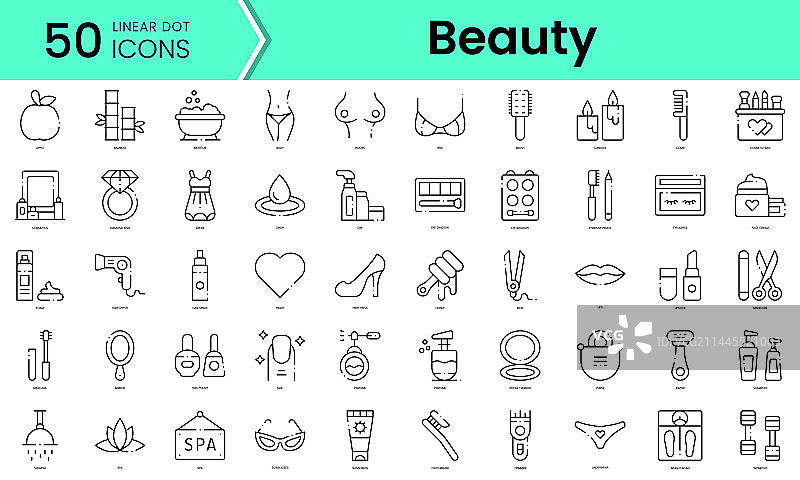 美容图标线条艺术风格图标合集图片素材