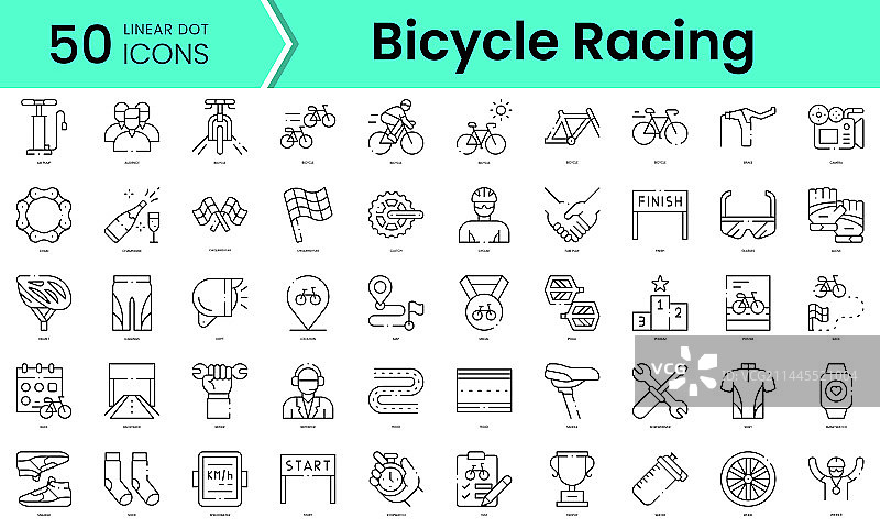 自行车比赛图标线条艺术风格合集图片素材