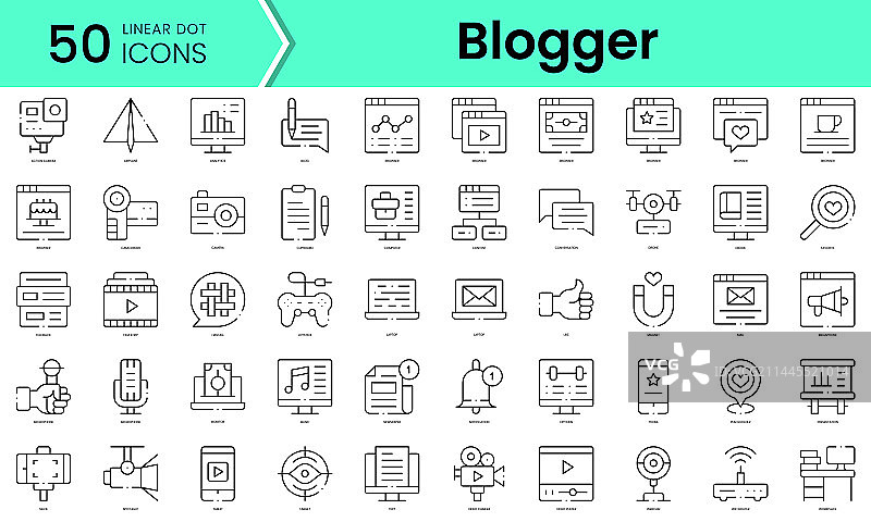 博主网红必备要素线性图标集图片素材