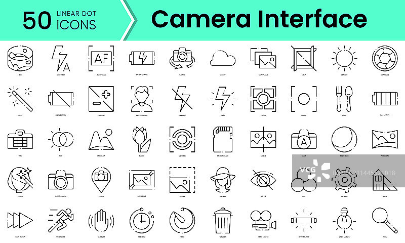 相机界面图标，线稿风格。图片素材