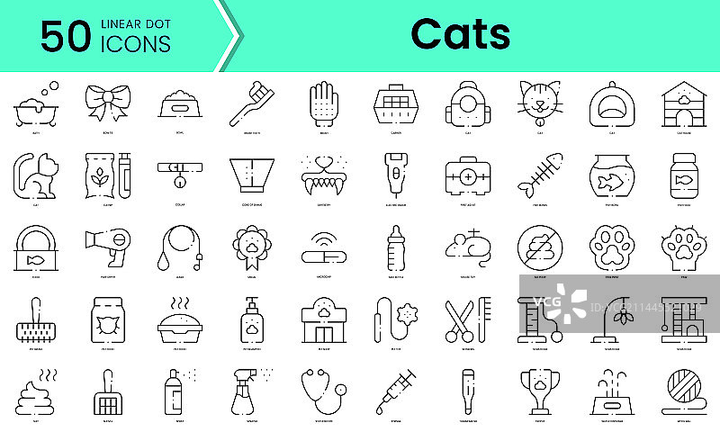 猫咪线性艺术图标合集图片素材