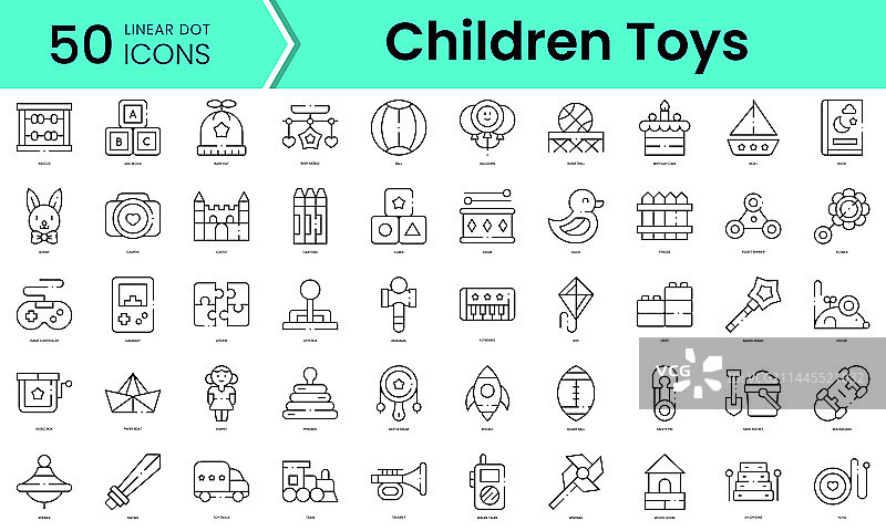 儿童玩具图标线条艺术风格合集图片素材