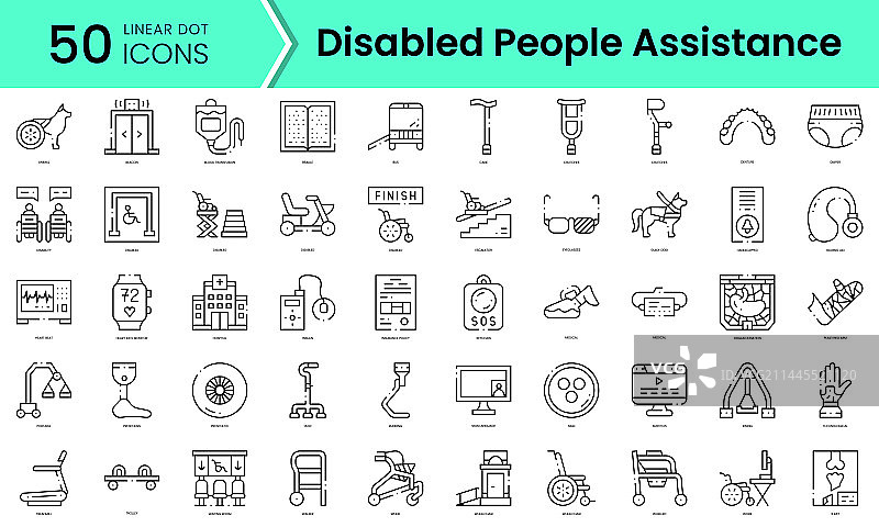 残疾人援助线性图标图片素材