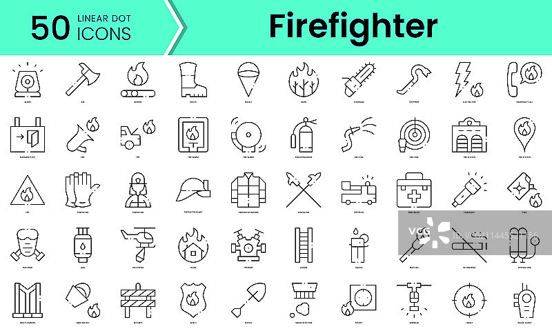 消防员线性艺术风格图标素材图片素材