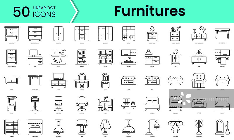 家具图标线条艺术风格集合图片素材