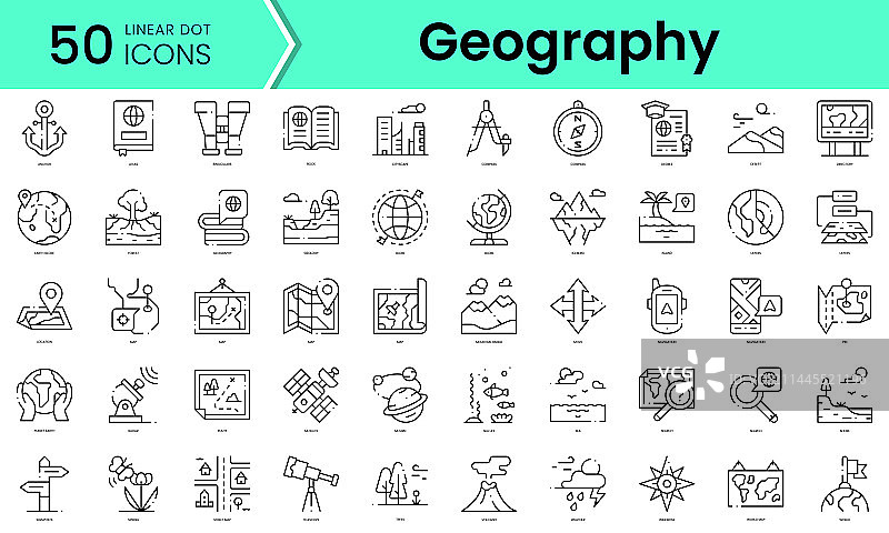 地理图标线性艺术风格图标合集图片素材