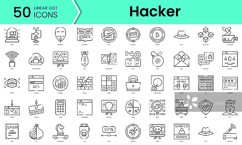 黑客图标线条艺术风格图标包图片素材