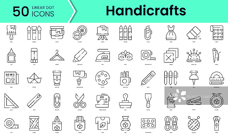 手工艺品线性艺术风格图标合集图片素材