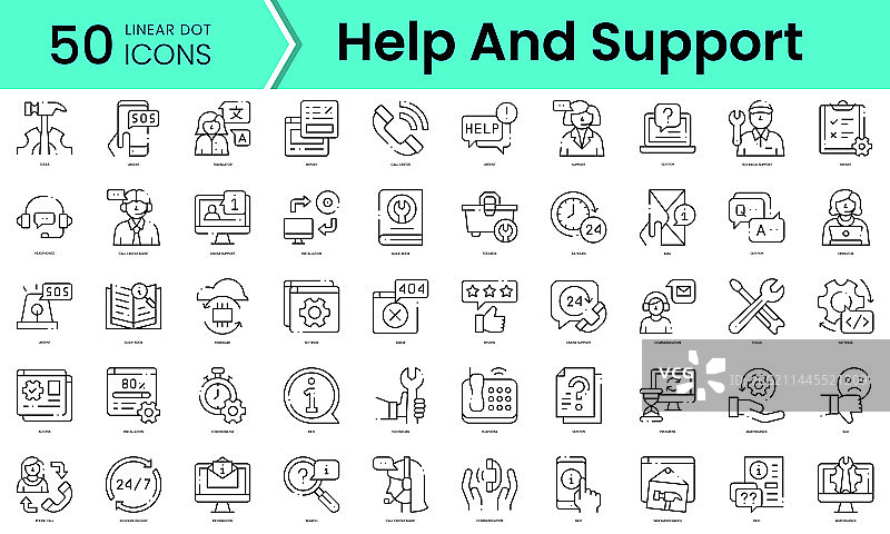 帮助与支持图标线条艺术合集图片素材