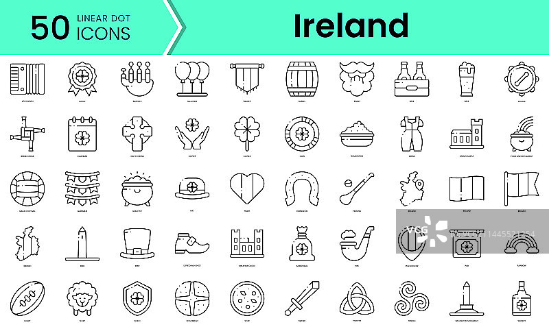 爱尔兰图标线条艺术风格图标合集图片素材