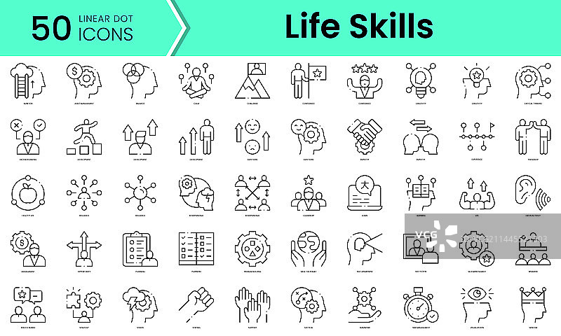 生活技能线性艺术风格图标合集图片素材