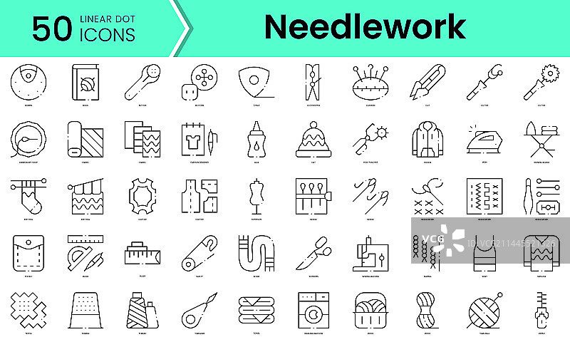 刺绣图标线条艺术风格图标合集图片素材