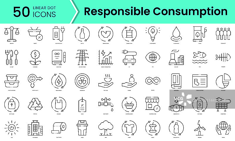 负责任消费线条艺术图标图片素材