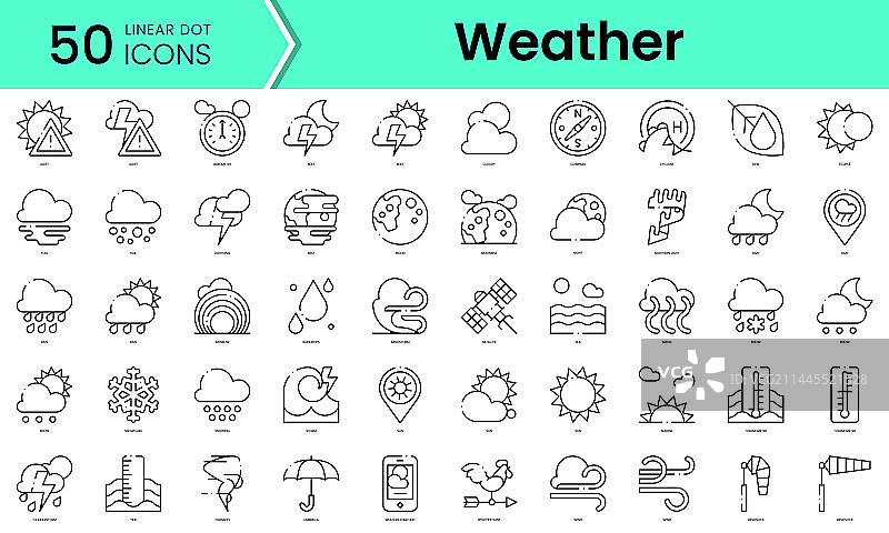 线条艺术风格的天气图标捆绑包图片素材