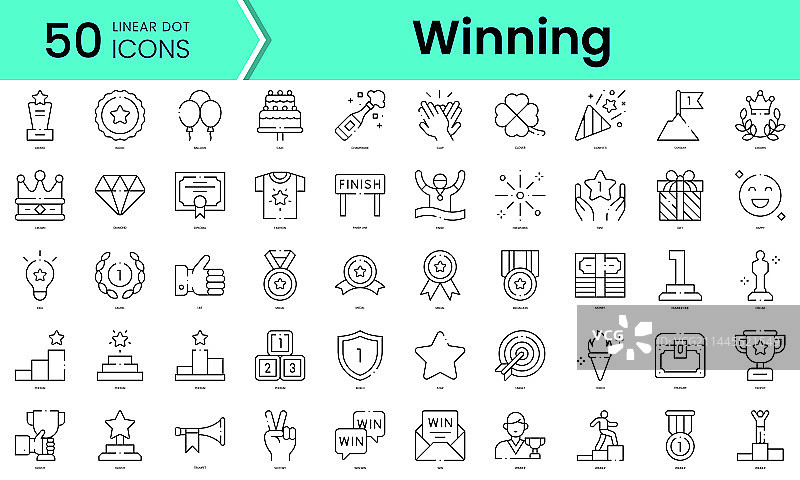 获胜图标线条艺术风格合集图片素材