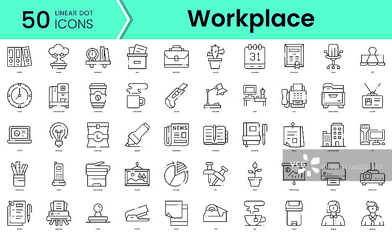 工作场所图标线条艺术风格合集图片素材