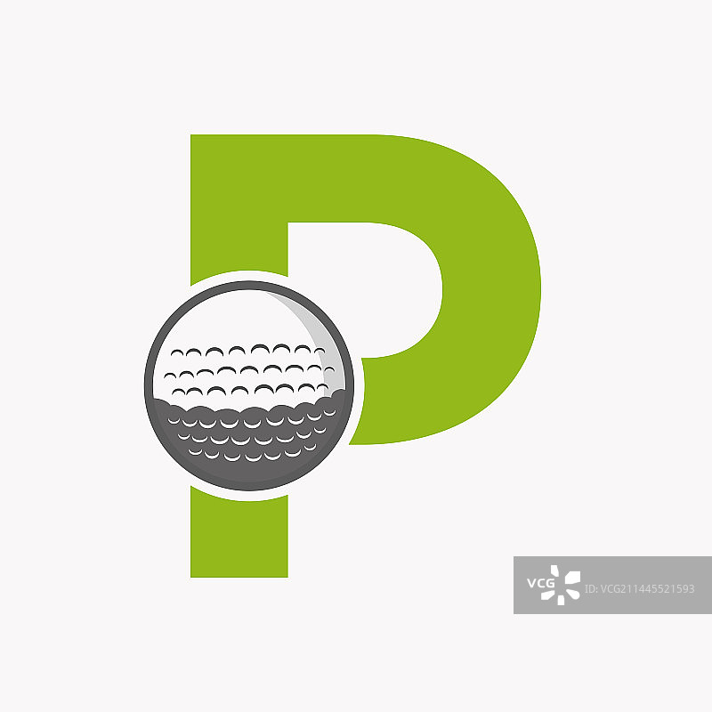字母P上的高尔夫球Logo冰球运动图片素材